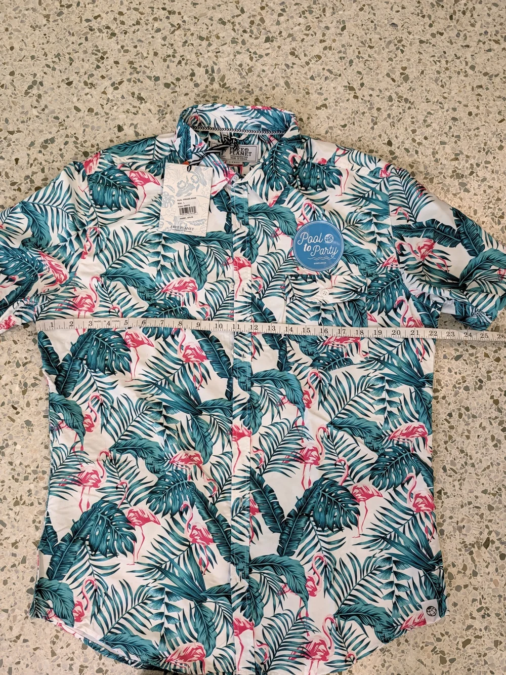 NWT Free Planet Men's 2 Piece Tropical Flamingo Surf & Swim Set
